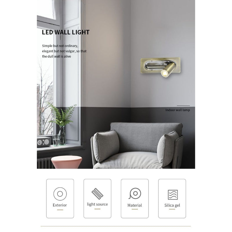 Adjustable Angle LED Wall Light For Bedroom