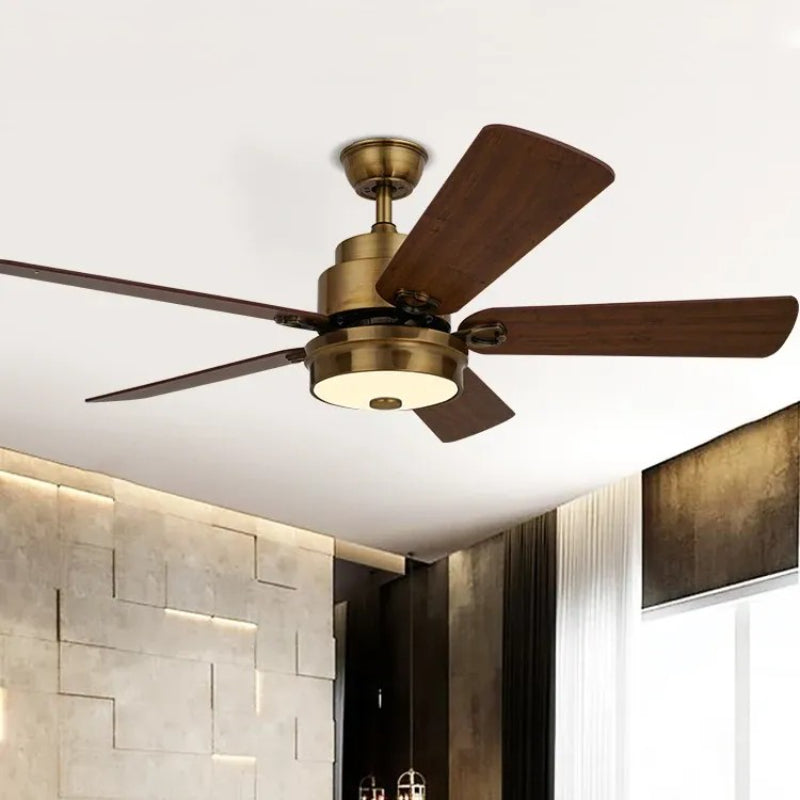 Remote Control Decorative Wooden Retro LED Ceiling Fan