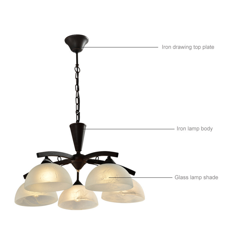 Traditional Uplight Glass Shade Chandelier Lamp Light