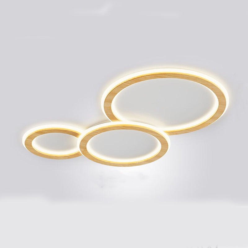 Rubber Wood Colored LED Decor Ceiling Lamp