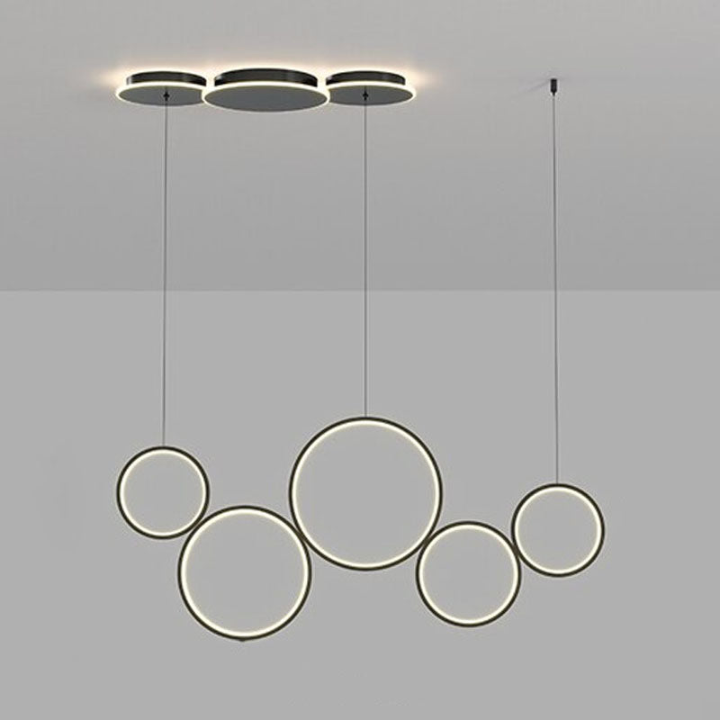 Simple Black Ring Chandelier LED Ceiling Light