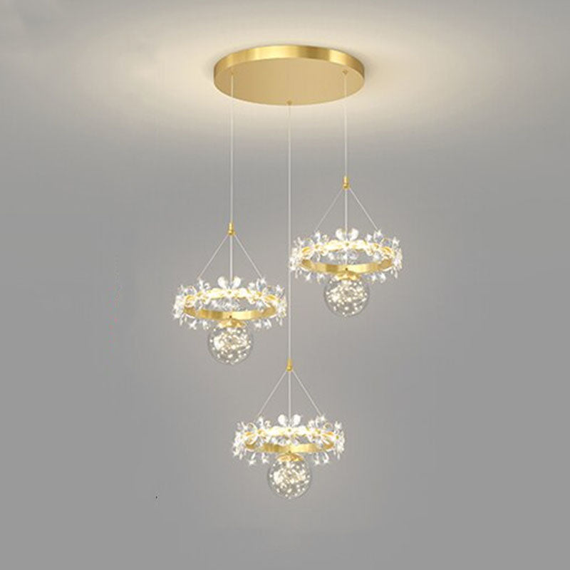 Acrylic Crystal LED Golden Chandelier Lamps