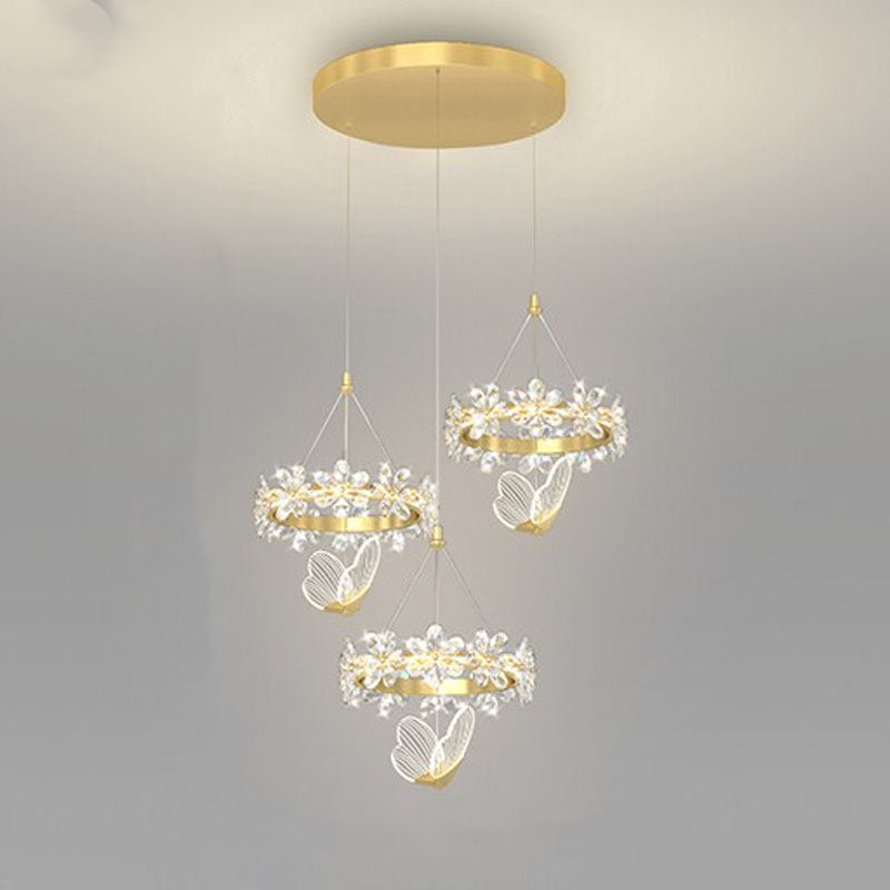 Acrylic Crystal LED Golden Chandelier Lamps