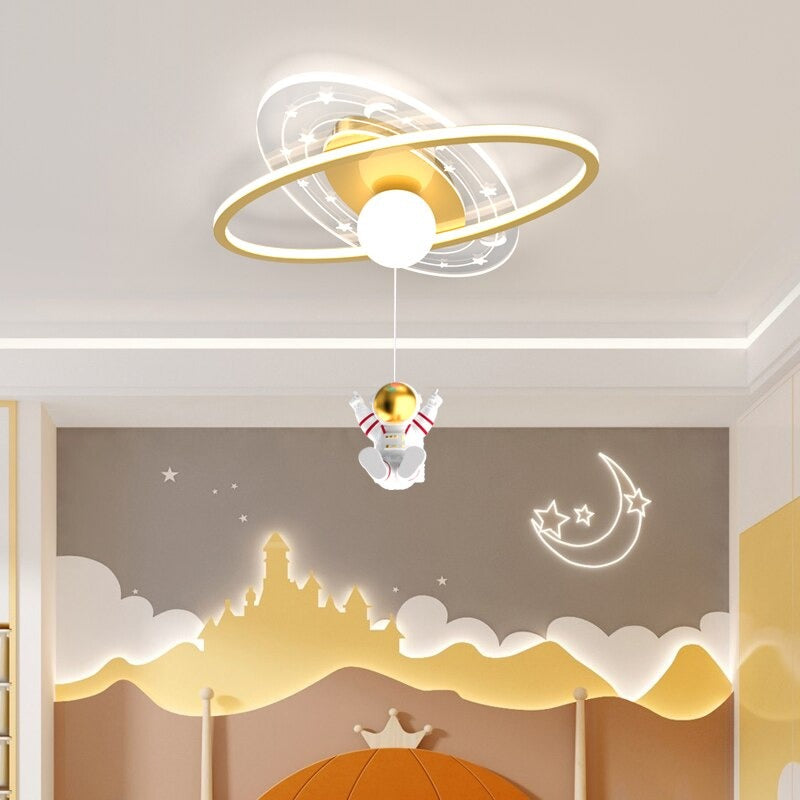 Creative LED Children's Room Astronaut Chandelier Fixture