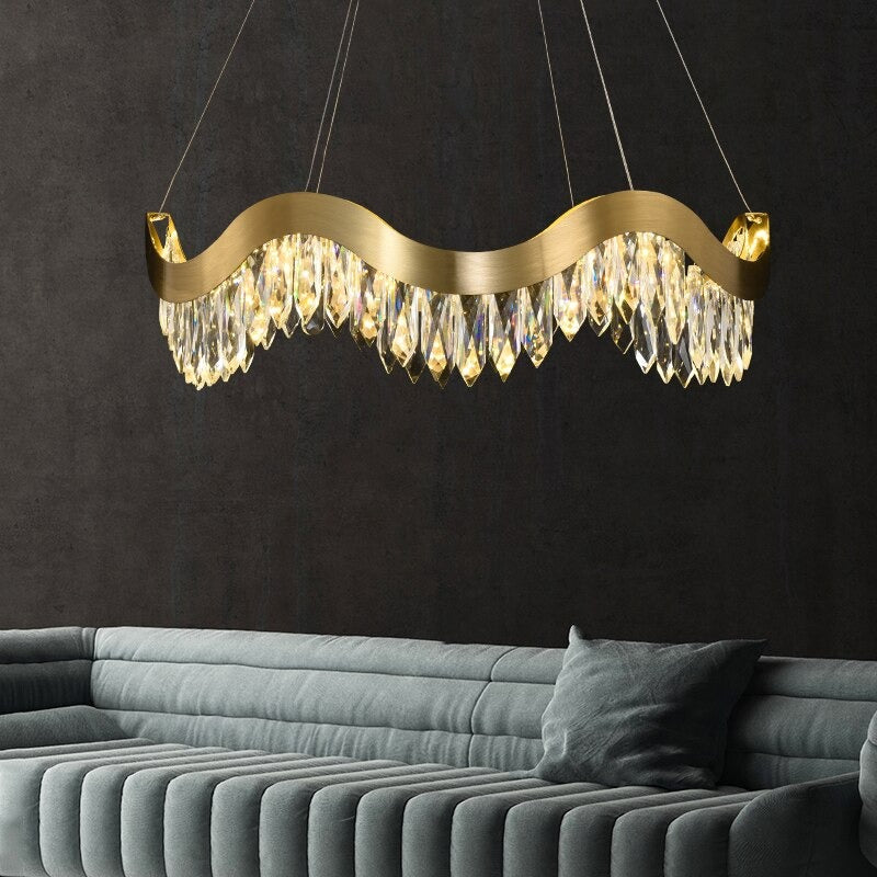 Golden Crystal LED Chandelier Home Lighting Fixture