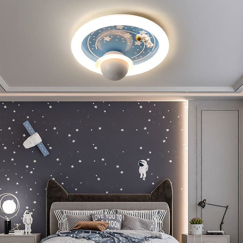 Round Astronaut Rainbow Ceiling Lamp For Children's Room