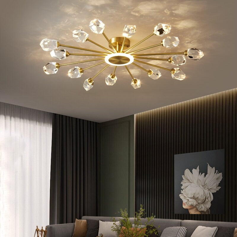 Simple Modern Golden Luxury LED Crystal Chandelier