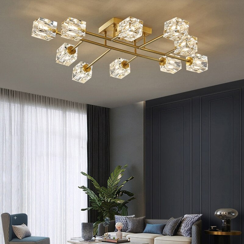 Modern Luxury Glass Box LED Crystal Chandeliers