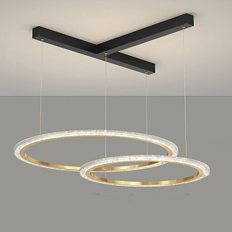 Simple Black Gold Decorative Rings LED Chandeliers