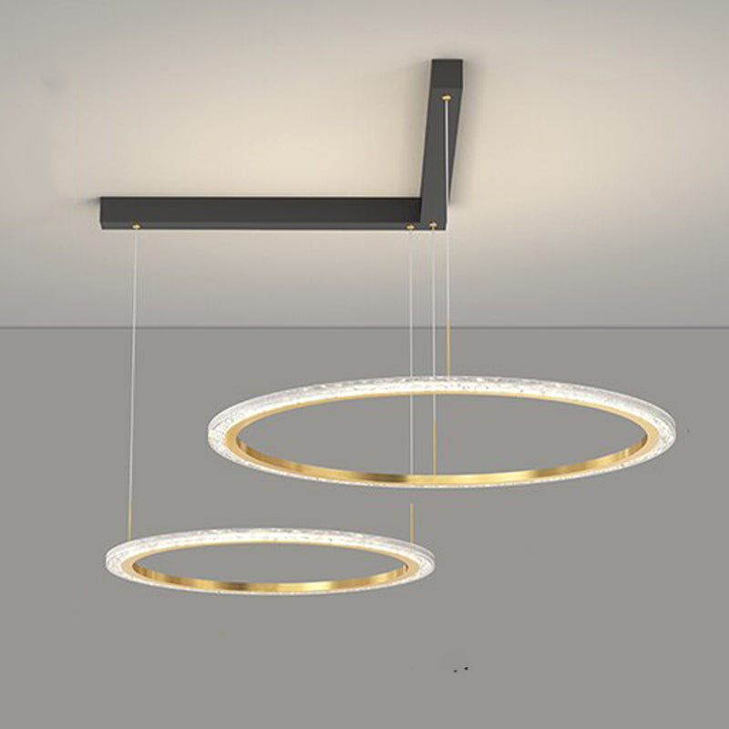 Simple Black Gold Decorative Rings Light LED Chandelier