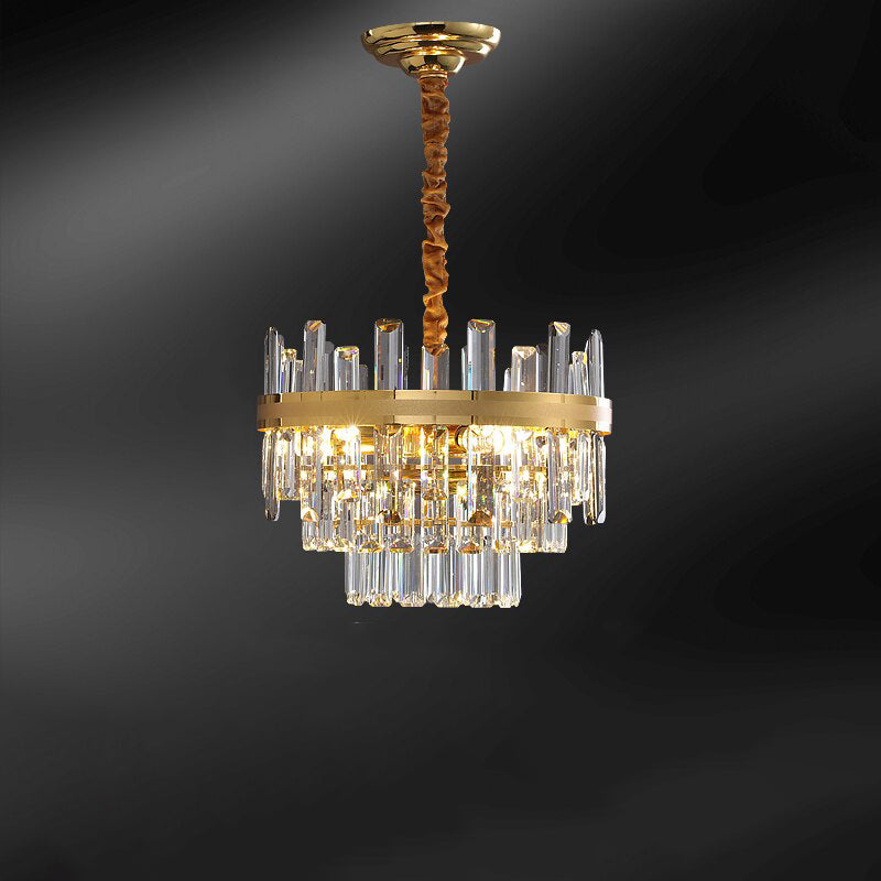 Luxury Crystal Glass Chandelier Decor Golden Light