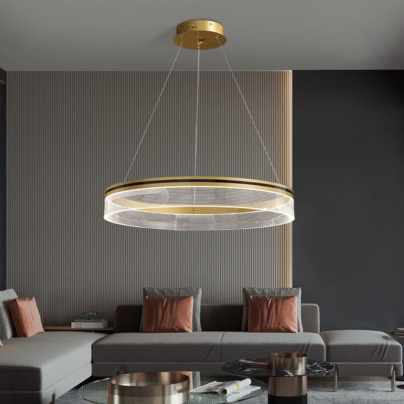 Luxury Glass Three Rings LED Chandelier