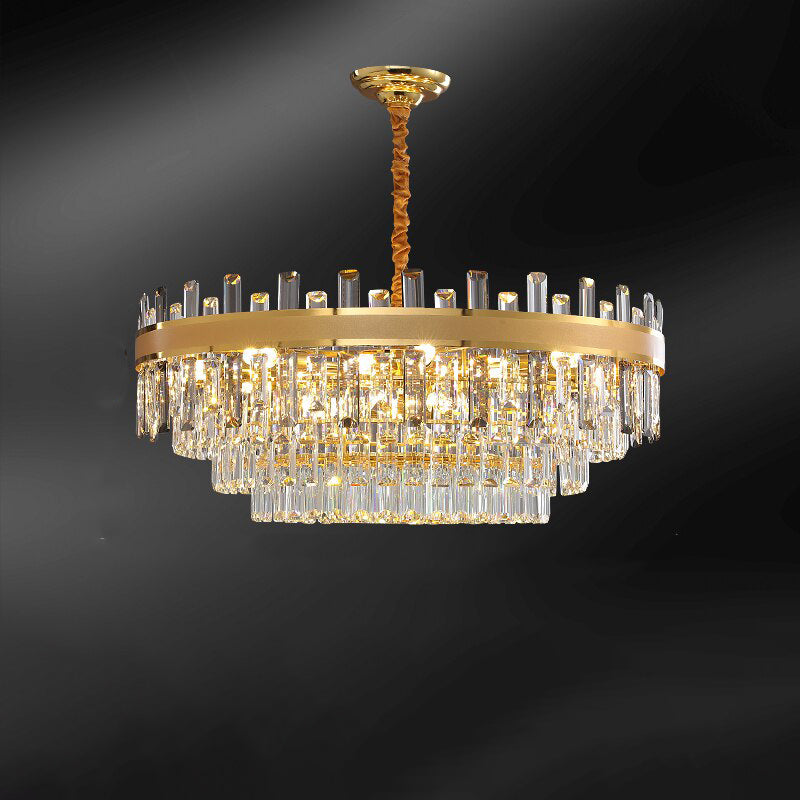 Luxury Crystal Glass Chandelier Decor Golden Light