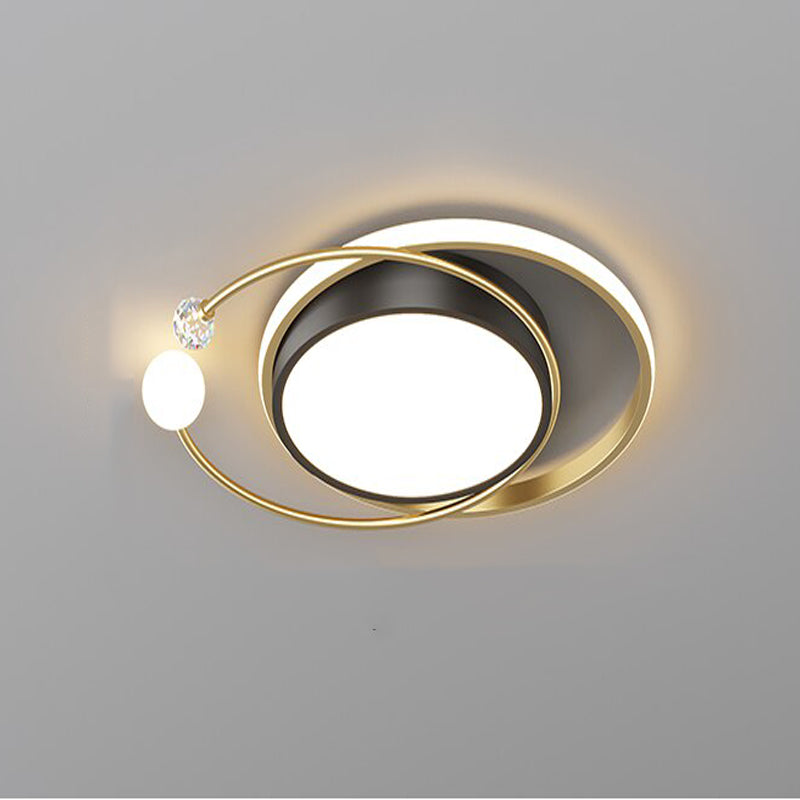 Gold Oval And Round Shaped LED Ceiling Lamp