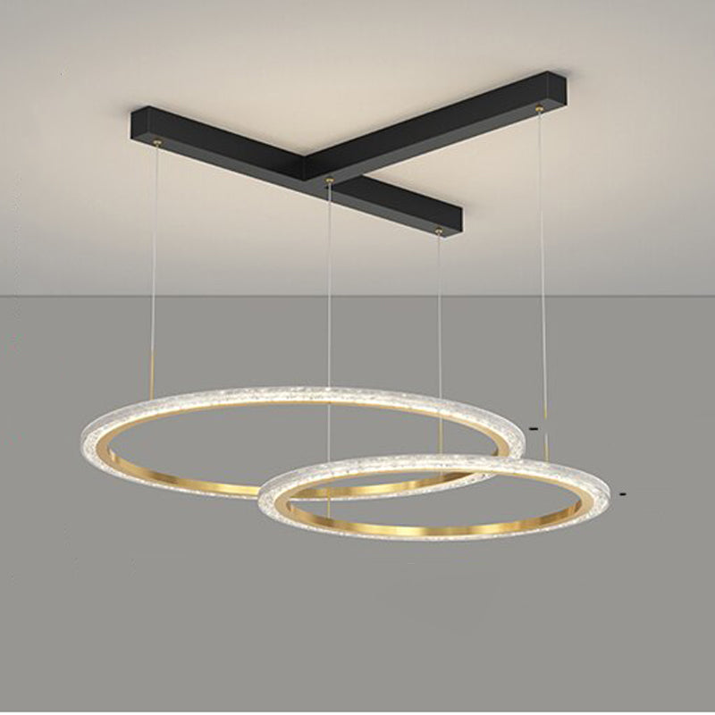Simple Black Gold Decorative Rings LED Chandeliers