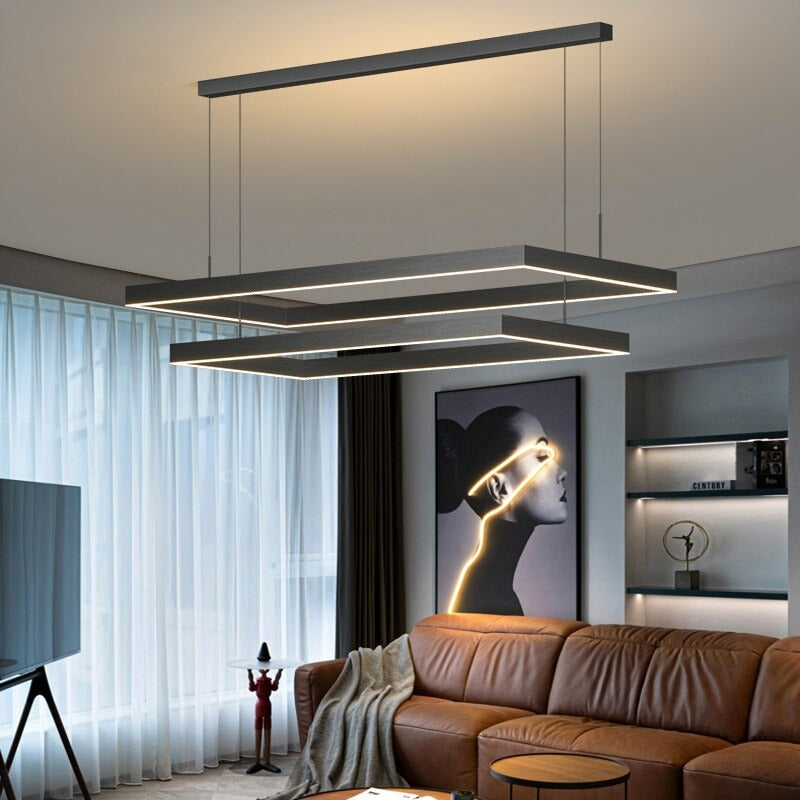 Modern LED Rectangle Pendant Lamps Fixtures