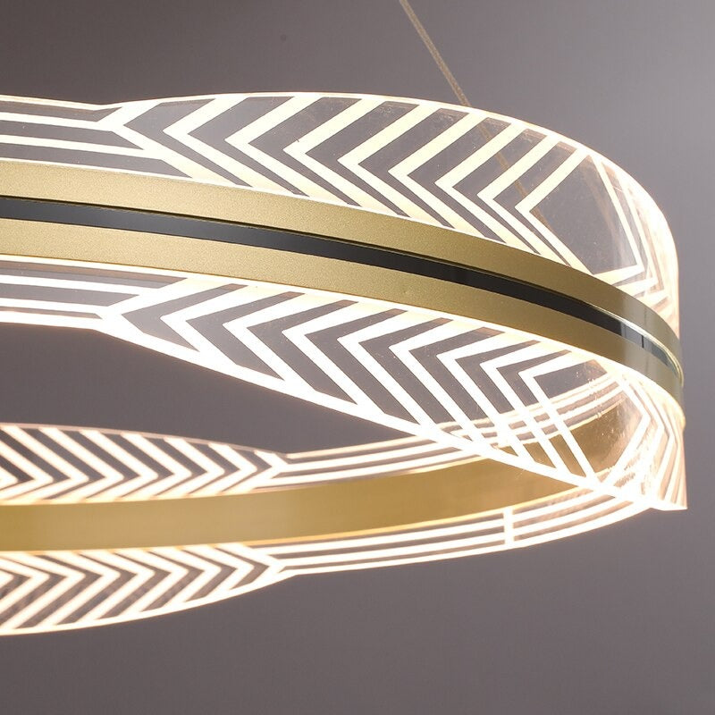 Modern LED Shadeless Gold Ring Pendant Lamp