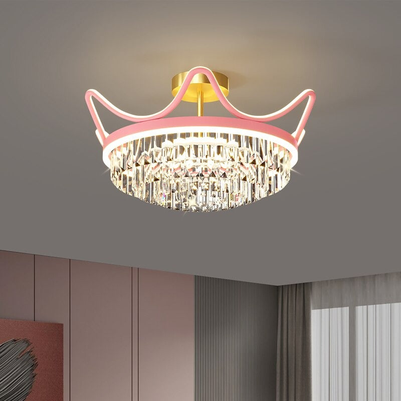 Modern Pink Gold Crown Chandeliers Pendant Light