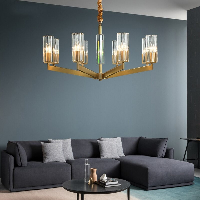 Modern Luxury Copper Glass Lighting Decor Chandelier