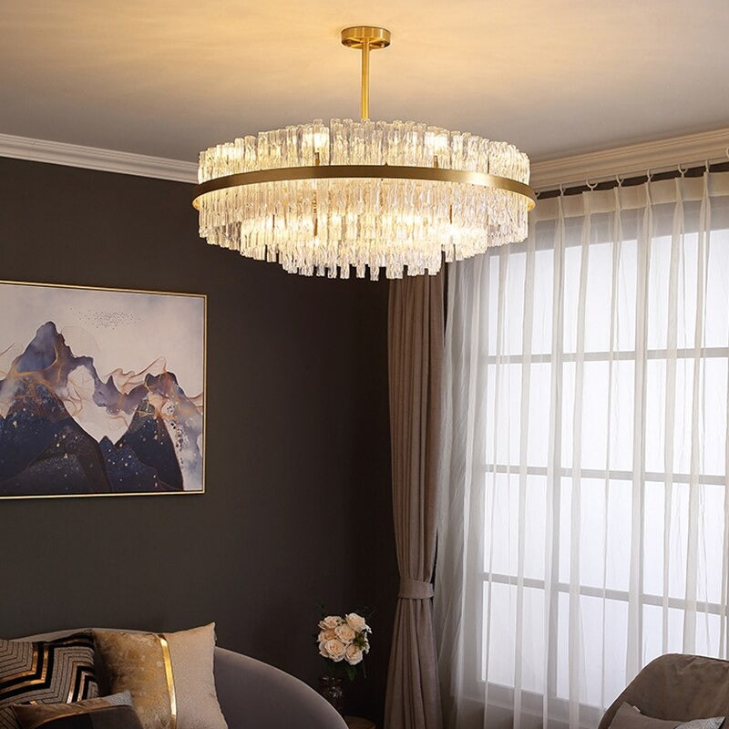 Indoor Crystal Gold Hanging Chandeliers Lamp