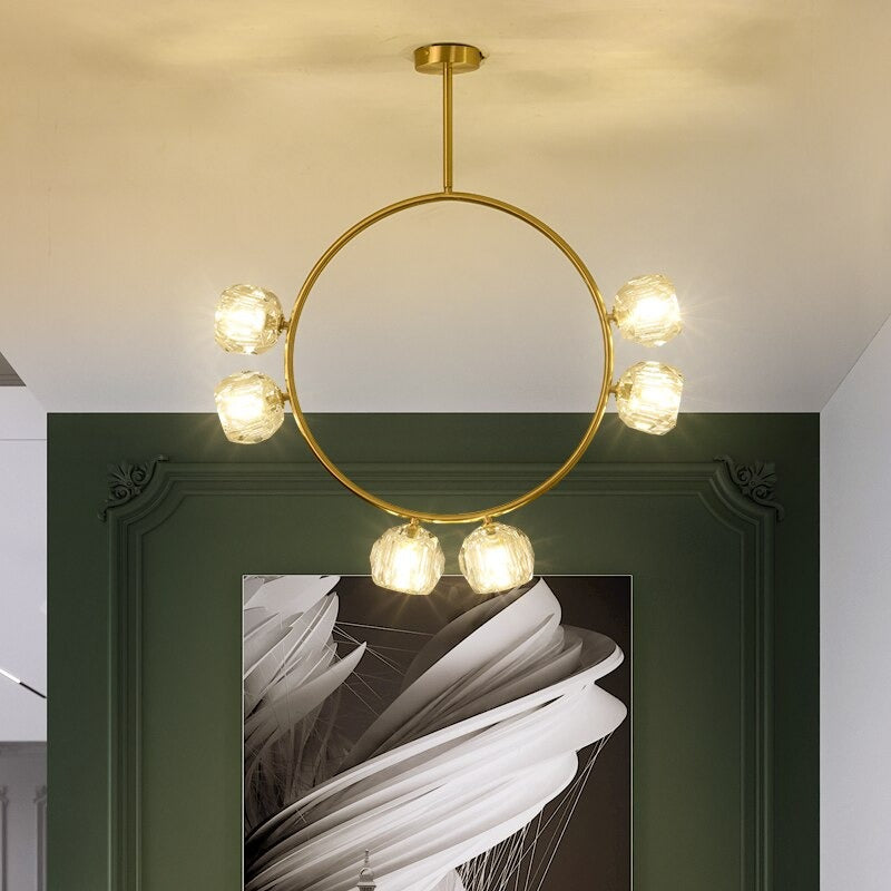 Gold Crystal LED Indoor Chandelier Lamp