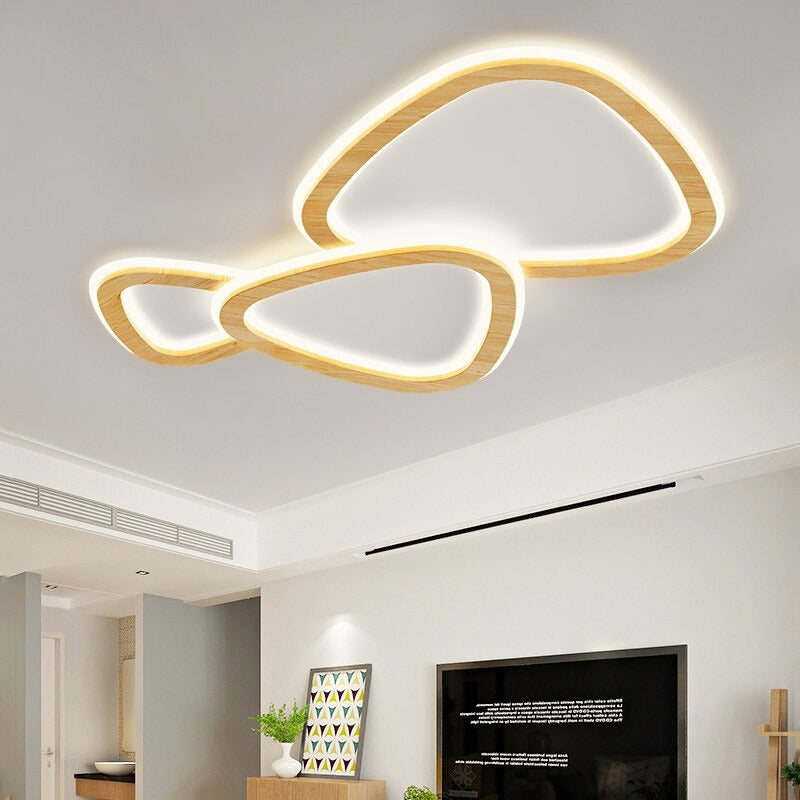 Rubber Wood Colored LED Decor Ceiling Lamp