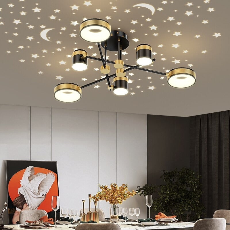 Modern LED Indoor Ceiling Chandelier Lights With Remote Dimming