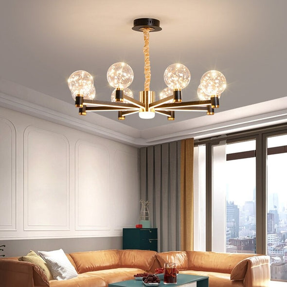 Luxury Black Gold Indoor Decor LED Chandelier Lamp