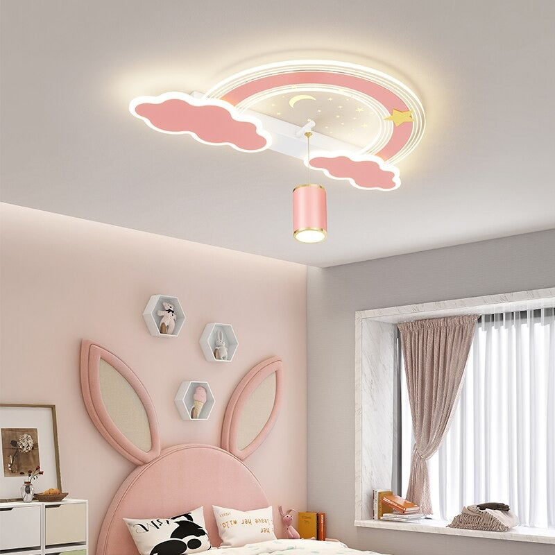 Children's Cartoon Fan Rocket Cloud Ceiling Fan Lamps
