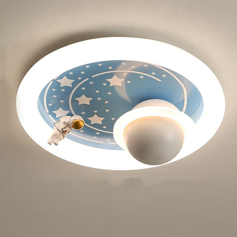 Round Astronaut Rainbow Ceiling Lamp For Children's Room