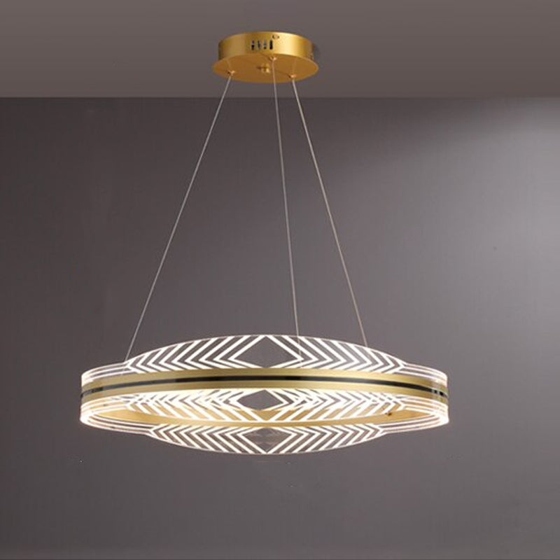 Modern LED Shadeless Gold Ring Pendant Lamp